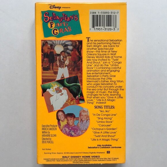 1990s Disney Little Mermaid Sebastians Party Gras VHS Video - Picture 3 of 3